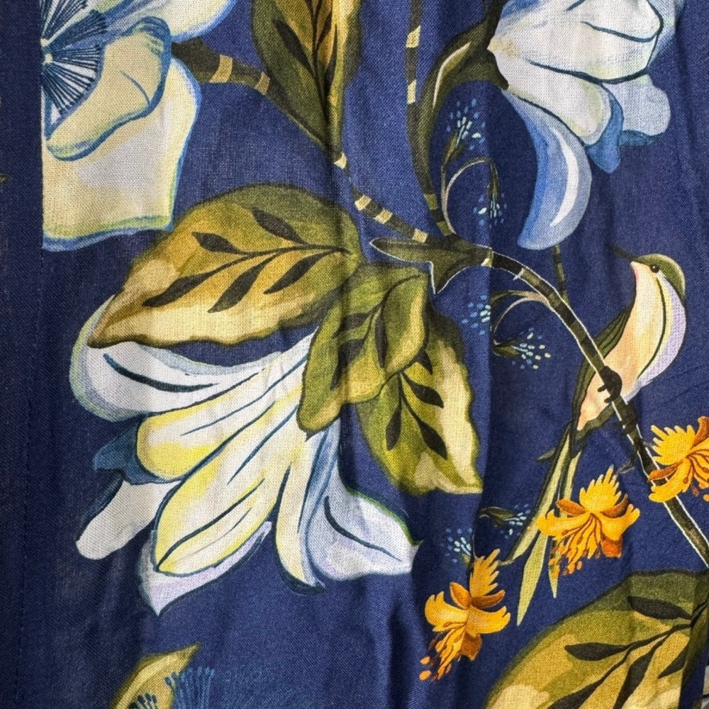 Farm Rio Anthropologie Blue Floral Hummingbird Jumpsuit Sleeveless Small 278875 - Picture 2 of 8